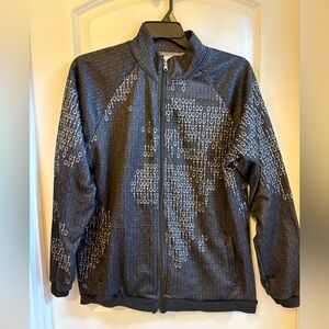 Black Binary Code World Theme Zip Up Jacket XXL (Fits Like XL)